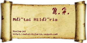 Mátai Hilária névjegykártya
